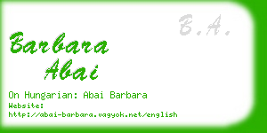 barbara abai business card